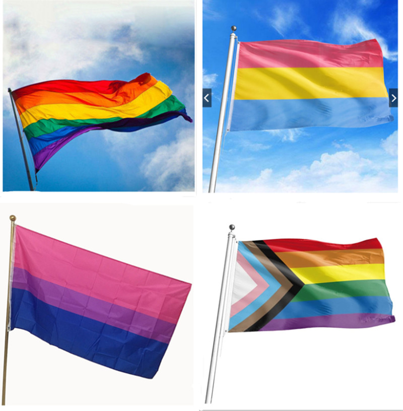 

Rainbow Flag Banner 3x5FT 90x150cm Gay Pride Flags Polyester Banners Colorful LGBT Lesbian Parade Decoration In stock