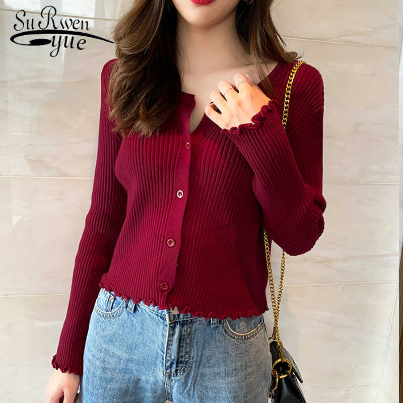 

Long Sleeve Sweater Women Autumn O-neck Casual Knit Sweater Bottoming Cardigan Loose Short Coat Winter Clothes Women 10433 210527, Green
