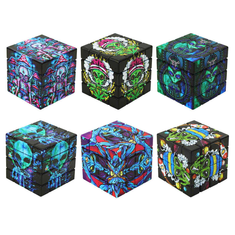 

Plastic cube grinder six sided color printing 60mm Herb grinders