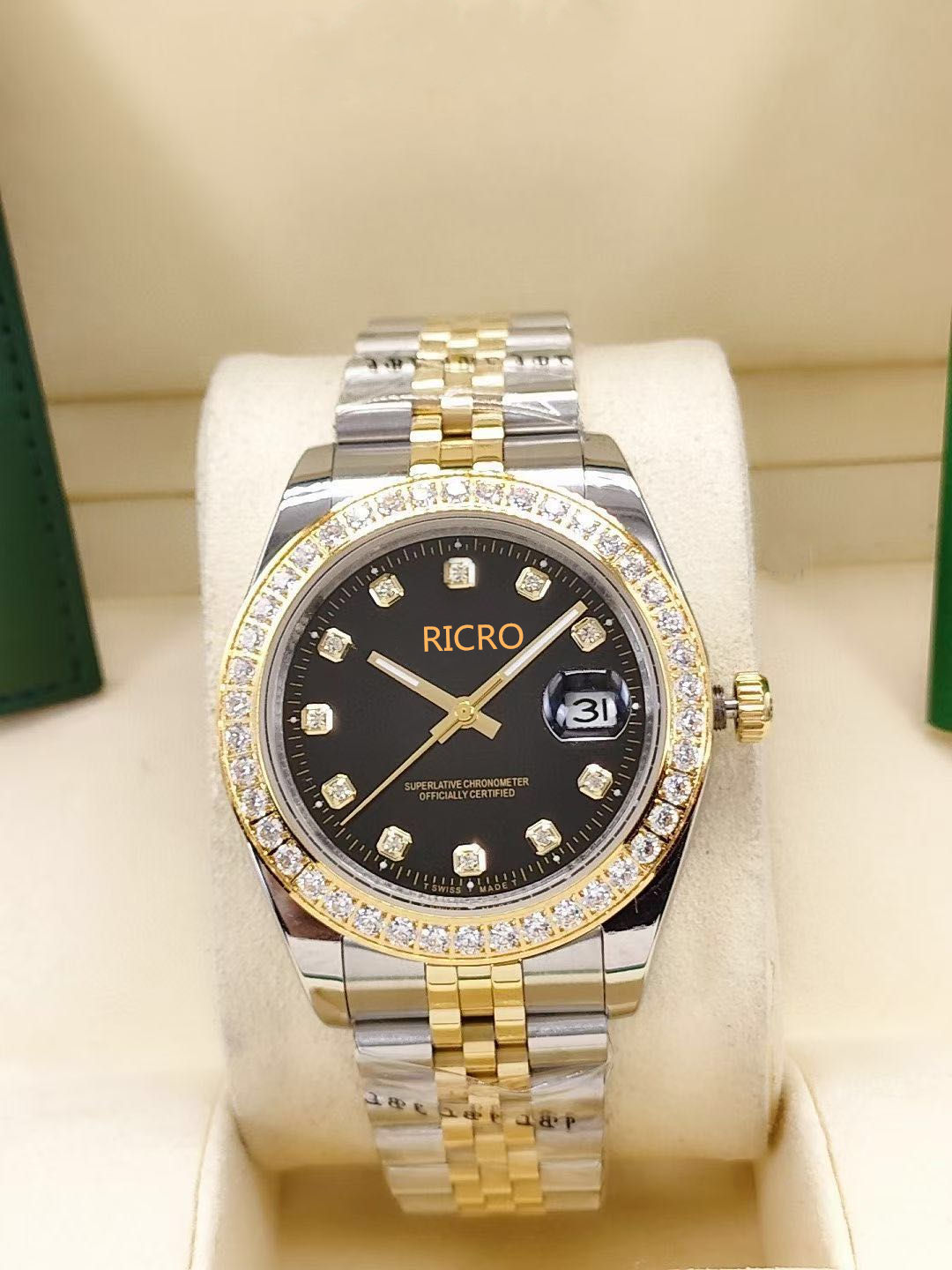 

Men's Automatic Watch Diameter 41 mm diamond ring mouth drill face single calendar 316 fine steel five baht watchband luminous hands high quality sport series, Waterproof