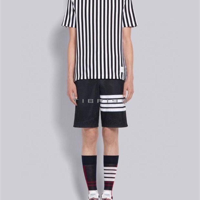

New product tb2020 spring summer black white stripe cotton leisure men's round neck loose short sleeve T-shirt fashion brand, Navy blue