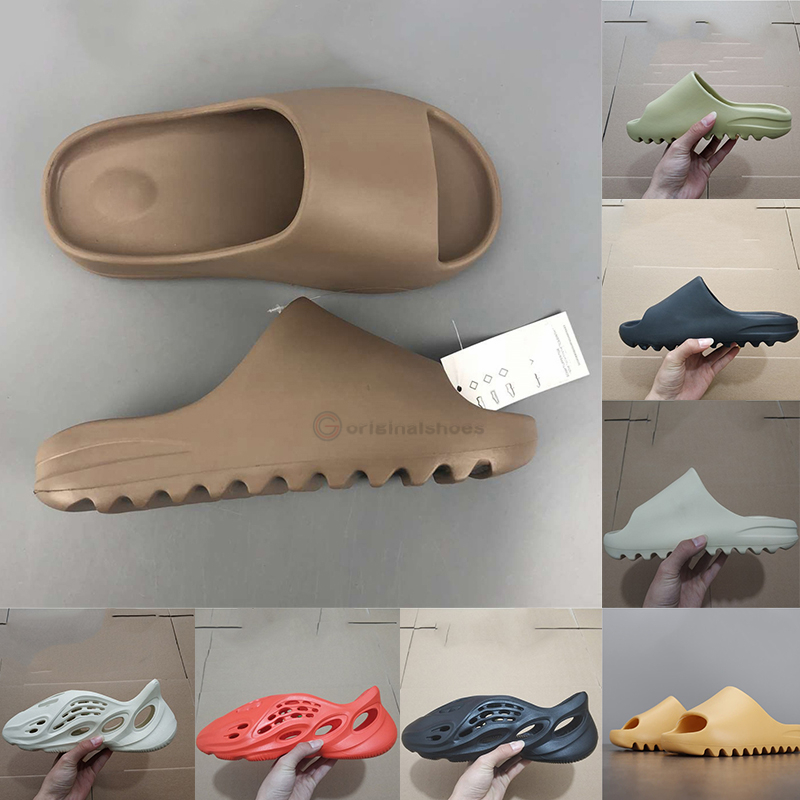 

With Box Fashion Foam Runner Sandal Luxe Designers women sandals Triple Black White Kanye Slides flip flops slides sandale mens slipper, 1-triple white