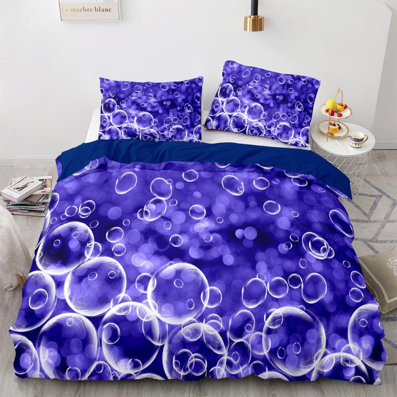 

Bedding Sets Elegant Purple Bubble Pattern 3 Pieces,1 Duvet Cover 2 Pillowcases, Home Textiles For Double  Size, M-m-90