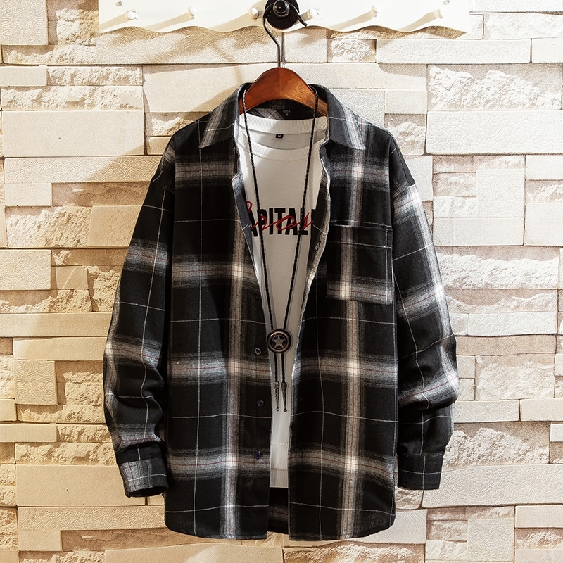 

New Hawaiian Beach Casual Plaid Shirt for 2021 Autumn Spring Clothes Shirts Men's Long Sleeves 5xl E7km, 7010 6