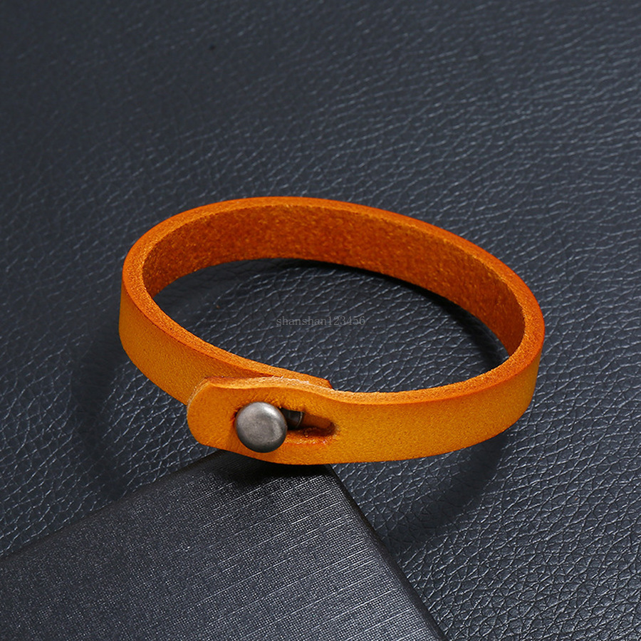 

Simple Button Bracelets Leather Bracelet Bangle Cuff Wristband Women Men's Fashion Jewerly Black Brown Will and Sandy