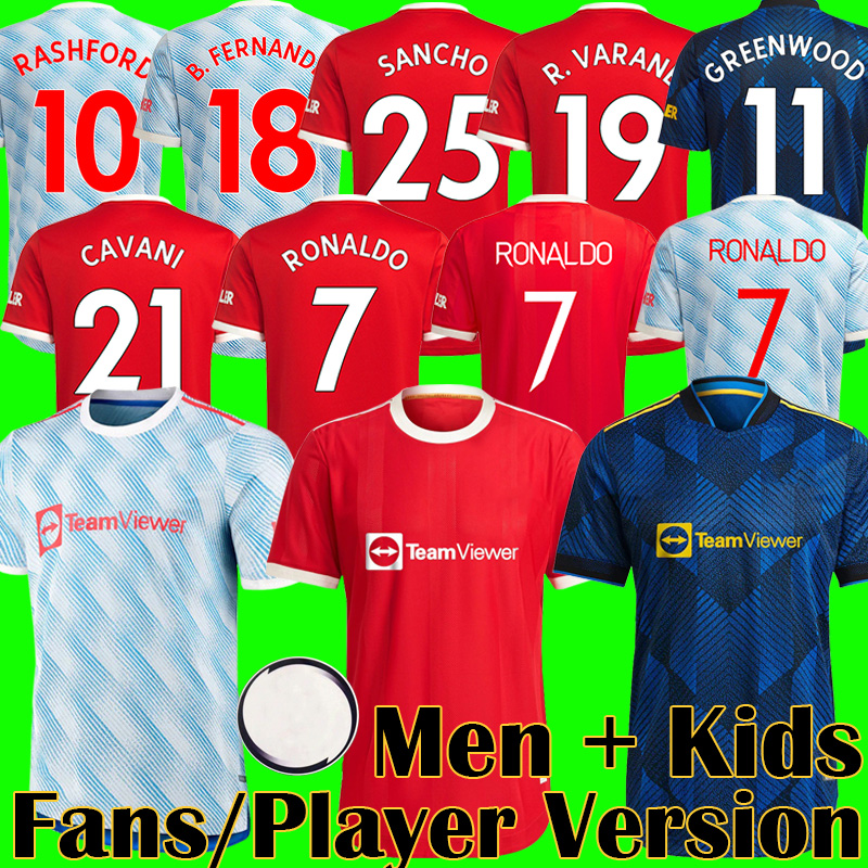 

2021 2022 SANCHO Player Version Soccer Jerseys VARANE MANCHESTER RONALDO FERNANDES UTD RASHFORD POGBA Jersey Kids Man kit Football Shirt UNITED 21 22 equipment 999, League home