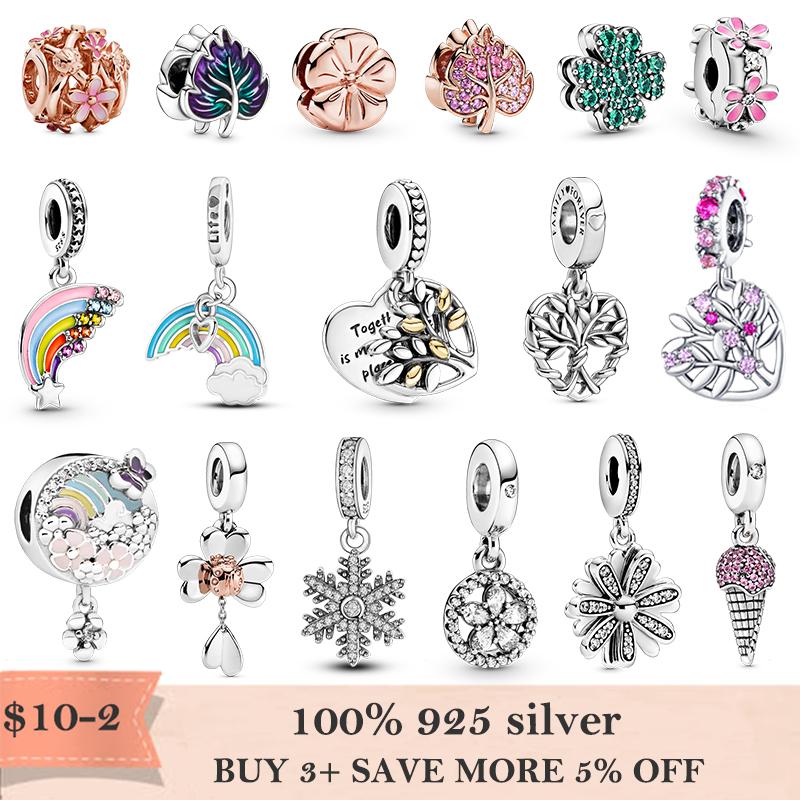 

Other 2021 925 Sterling Silver Rainbow Flower Dangle Charm Family Tree Fit Bracelet Necklace Jewelry