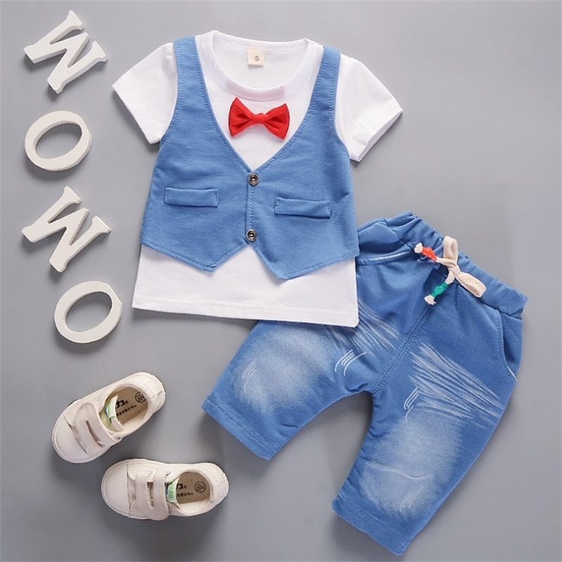 

Summer Toddler Boy Kids Children Clothing Set Baby Clothes Tshirt+Pants Suit Tracksuits For Boys 1 2 3 4 Years 210226, White