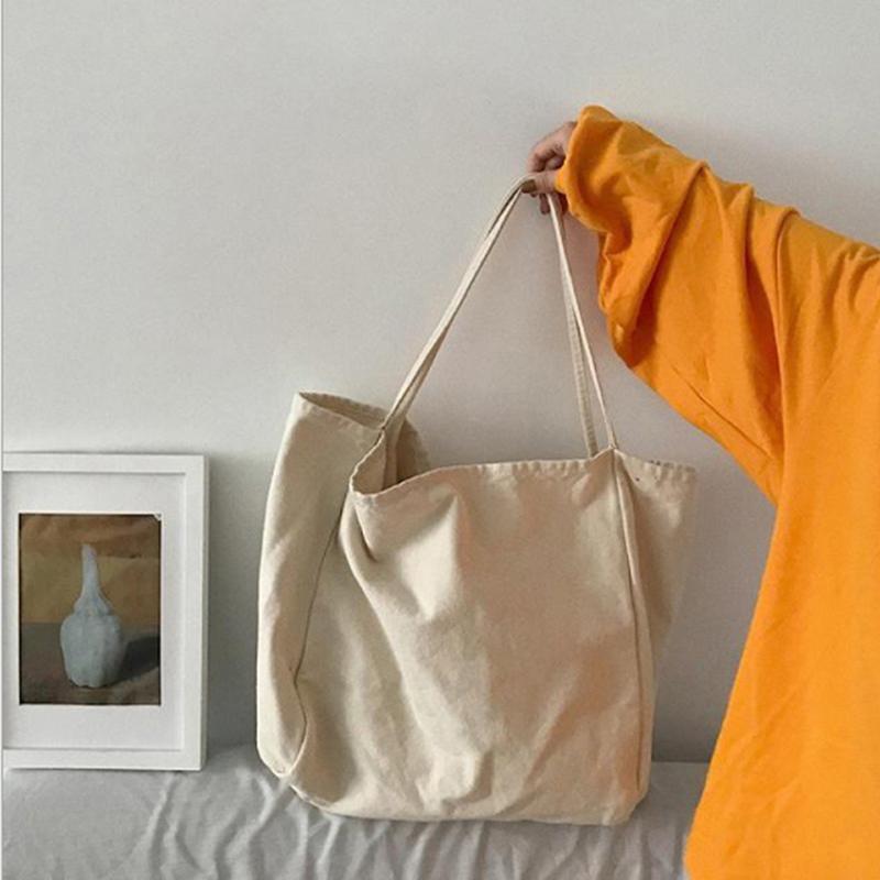 

Large Canvas Handbag Women Large Capacity Shopping Totes Simple Lady Shoulder Bag Solid Color Handle Bag Reusable Designer Totes, Black
