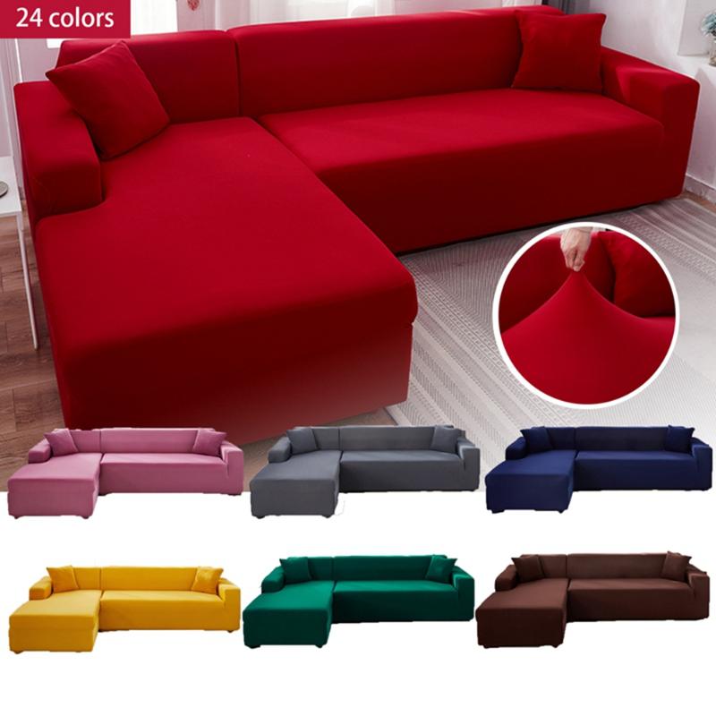 

Chair Covers Red Color Elastic Corner Sofa Cover For L Shaped Sectional Chaise Longue Stretch Couch Slipcovers Living Room