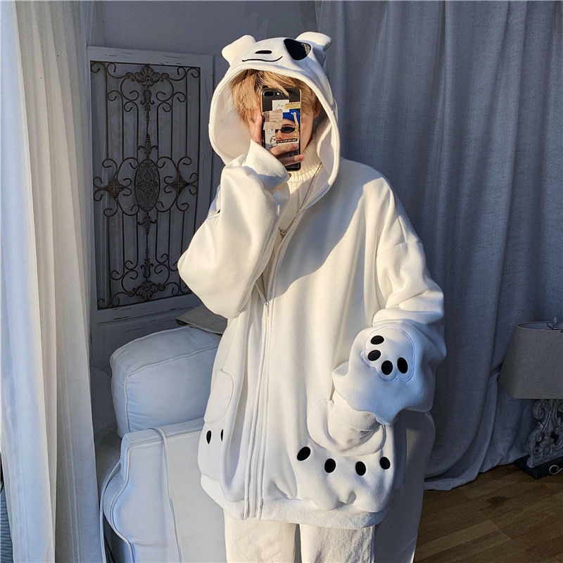 

2021 New Urso Masculino Feminino Japons Streetwear Hoodie Hip Hop Animal Moletom Outono Anime Desenhos Animados Casal Topos Bonito Harajuku