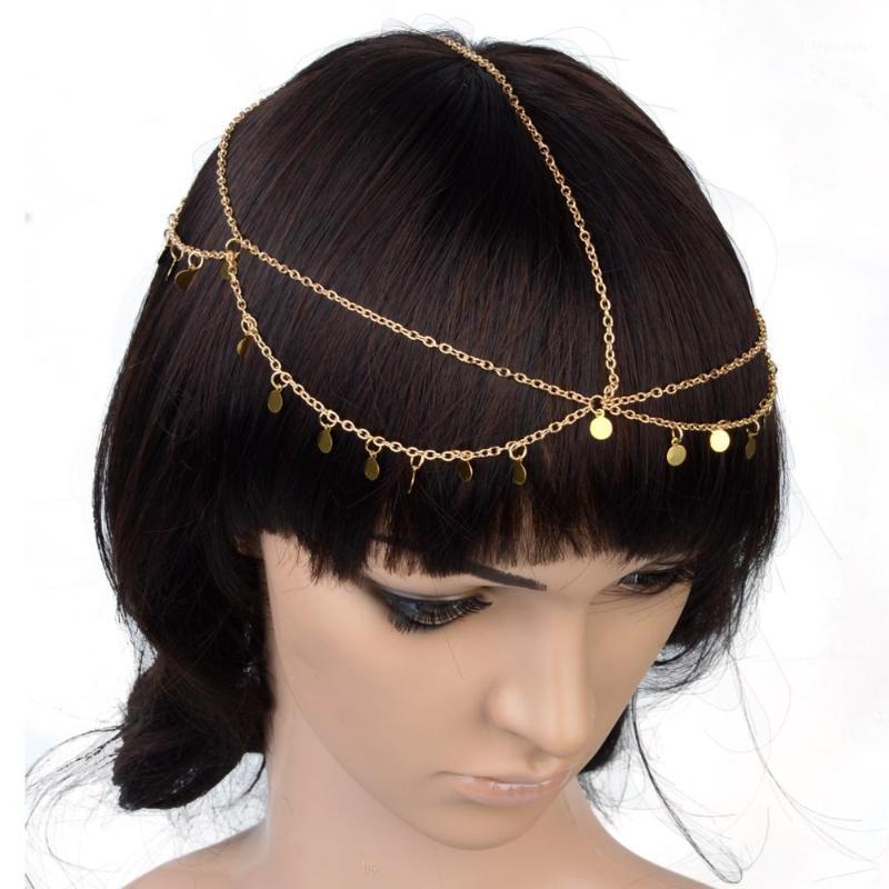 

Ladies Simple Fashion Sequin Double-Layer Head Chain Alloy Jewellery Hair Clips & Barrettes, Golden;silver