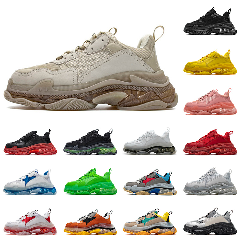 

Womens Mens 2021 Triple S Platform Luxurys Classic Crystal Bottom 17FW Casual Shoes White Triple Black Green Pink Trainers Sneakers, 36-45 (6)