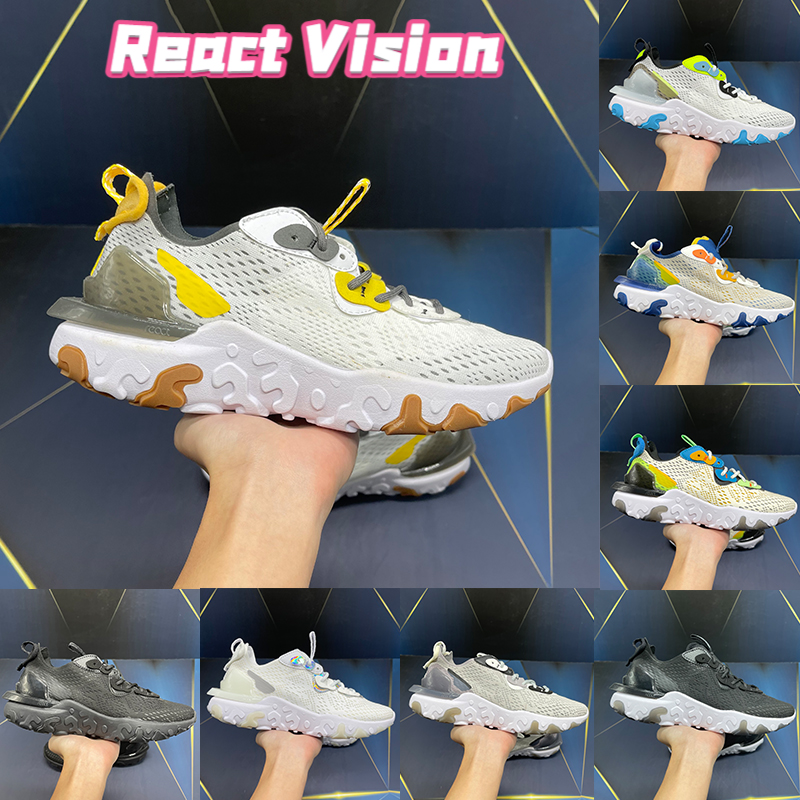 

Newest React Vision running shoes Phantom GS worldwide light brown sail black white iridecent vast grey men women sneakers trainers US 5.5-11, 10 bubble wrap packaging