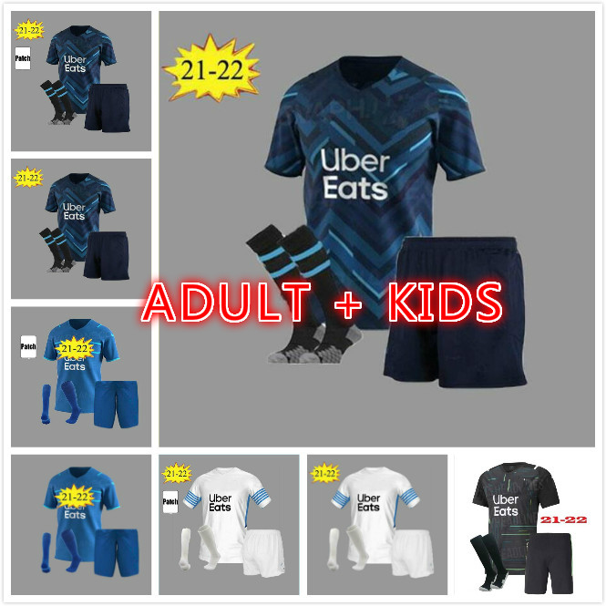 

men kids 2021 2022 Marseille PAYET soccer jersey Olympique De maillot foot 20 21 22 CUISANCE THAUVIN football shirts kit BENEDETTO KAMARA ad, Black;yellow