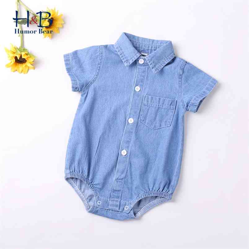 

Baby Boy Clothes Summer Denim Triangle Romper Toddler Casual Bodysuits born 210611, Bd566 blue