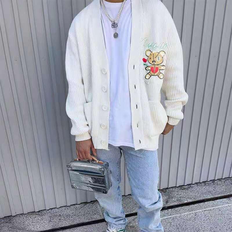 

Men' Sweaters Men' Fashion Loose Autumn Winter Cardigan Printed Casual Sweater With Buttons Mens Long Sleeve Knitted Jacket Male, Army green