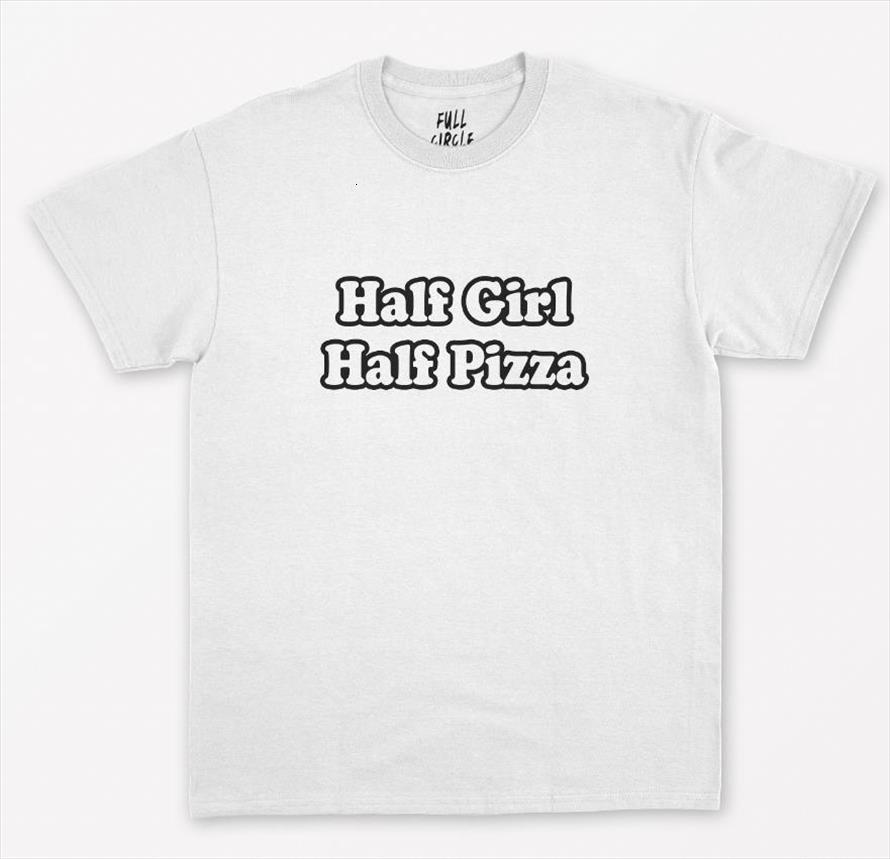 

half girl pizza print men t shirt cotton casual funny lady yong tee hipster drop ship s 273, White;black