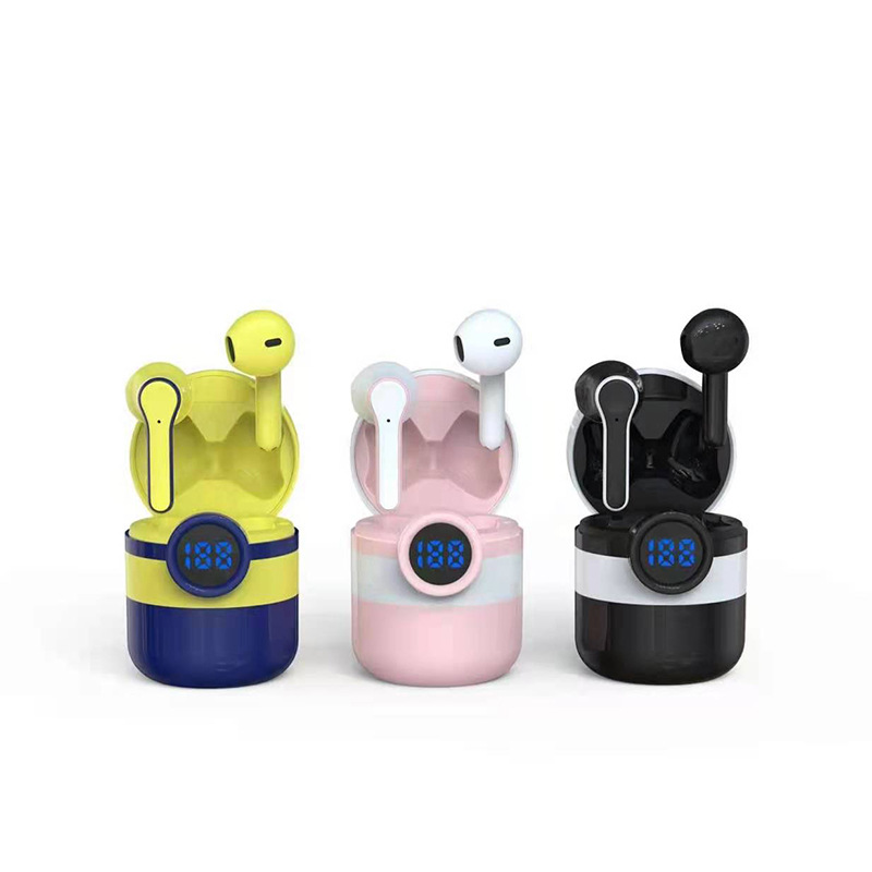 

2022 TWS Cartoon 5.0 Wireless Bluetooth Earphones True Stereo Semi-in-ear Touch Music Game Headphone, Yellow