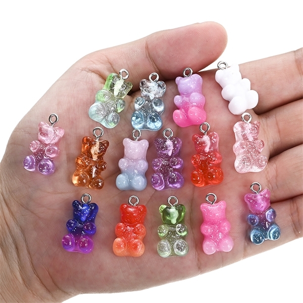 

30PC 50Pcs Crystal Candy Bear Pendant Charms for Necklace Bracelet Earrings Jewelry Diy Findings Bears Christmas DIY Making Y1217