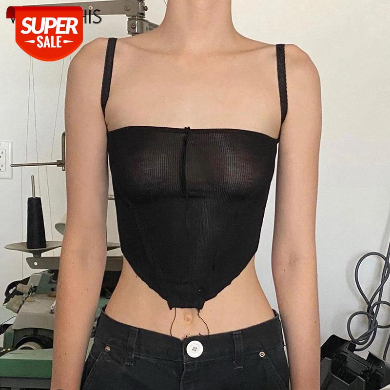 

WannaThis Sleeveless Crop Top Women's Backless Sexy Spahetti Strap Summer Top Camisole Casual Assymmetric Tanks Women Streetwear #pq3Y, White