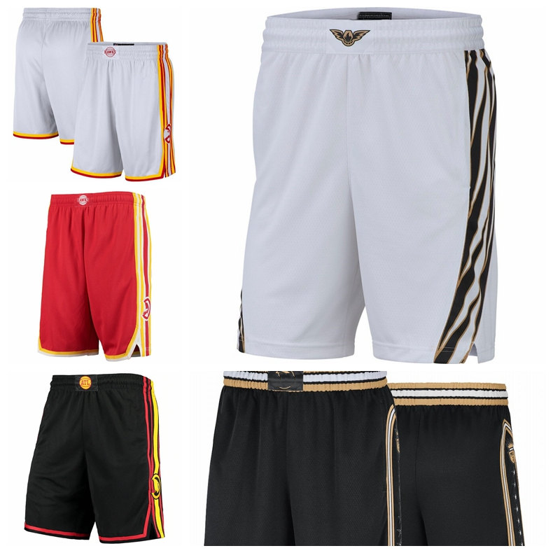 

AtlantaHawksMen City 2020-21 Pants Black White Red Performance Basketball Shorts