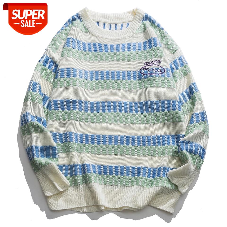 

Fashion Color Block Knitted Male Sweater 2020 Harajuku Streetwear Vintage Sweater Autumn Hip Hop Casual Loose Tops Pullover Gray #l61f, White;black