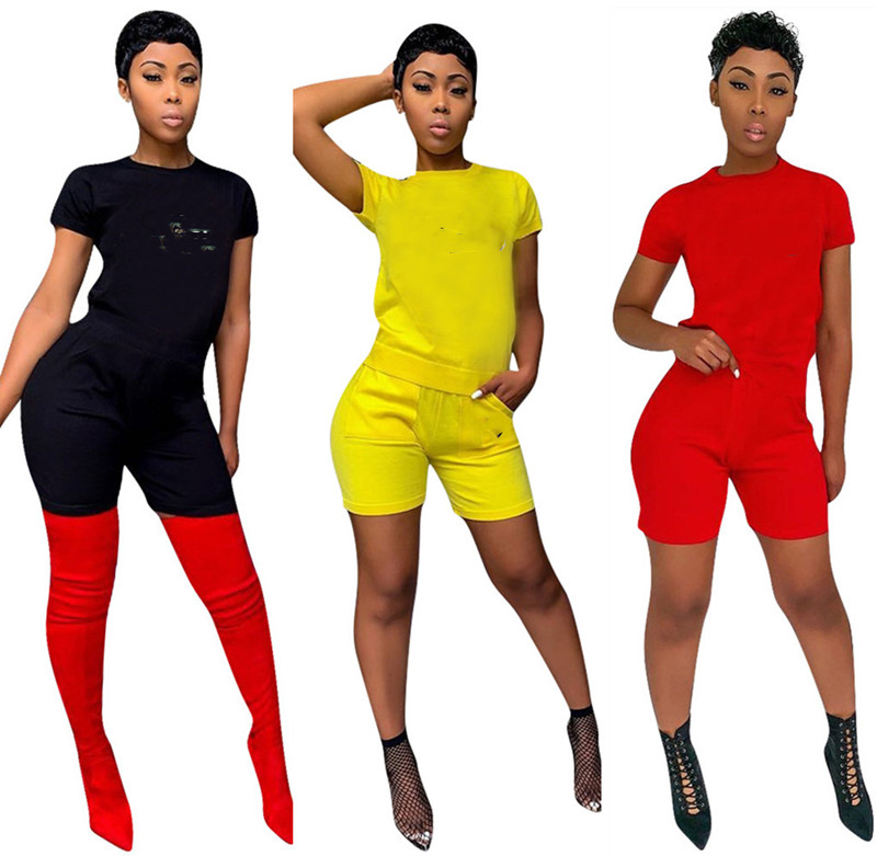 

Summer Women jogging suit two piece set plus size 2XL outfits tracksuits short sleeve T-shirt+shorts two piece set casual sports suits 4509, Mix color