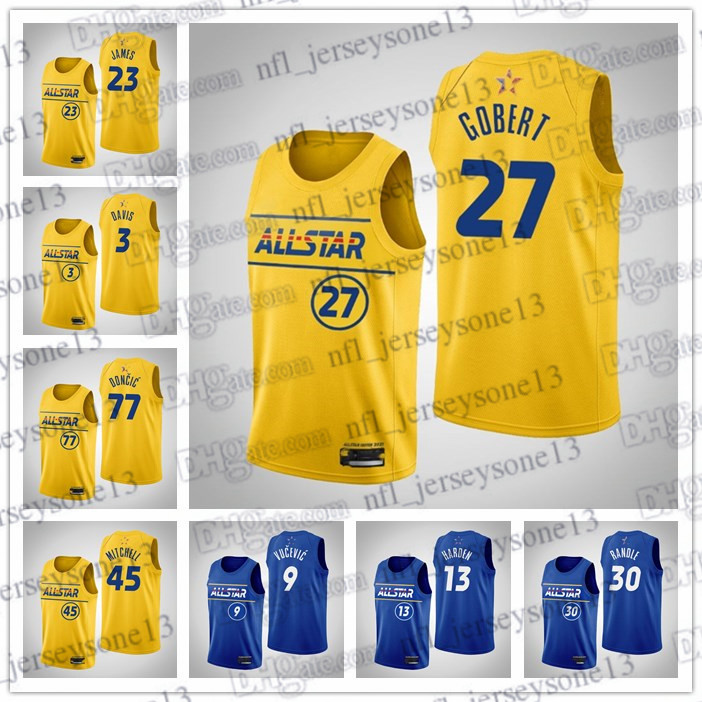 

Custom Mens women youth 76ers mitchell durant randle davis james tatum blue harden gold ben 2021 all star eastern Basketball jersey, Black