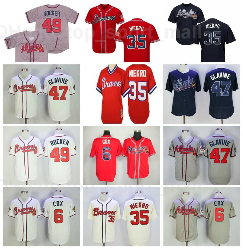 

Retror 1974 1980 1995 1999 Vintage Baseball 21 Warren Sphan Jersey Retire 41 Eddie Matthews 35 Phil Niekro 6 Bobby Cox John Rocker, Blue;black