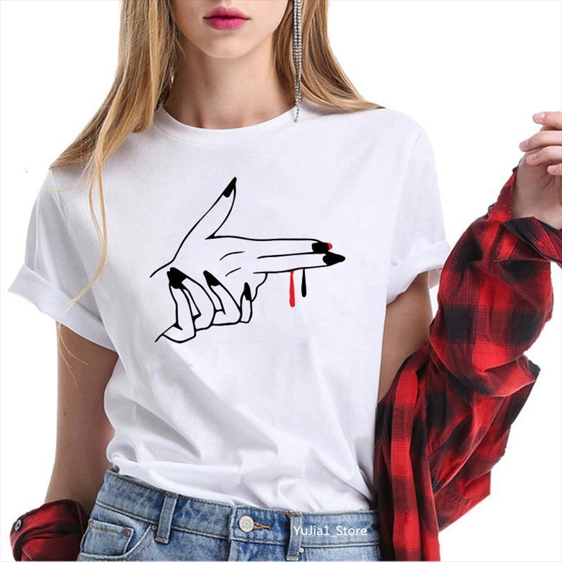 

vogue finger gun print mens and womens short sleeve o neck women tee female clothes camisetas mujer, White;black