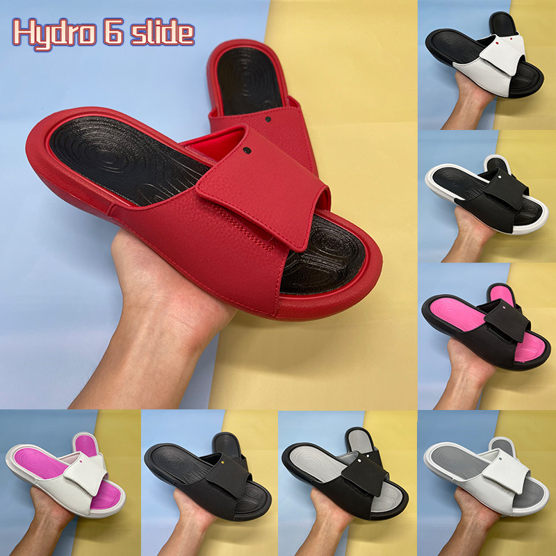 

2021 Hydro 6 slide Sandals slippers shoes Slides black wolf grey gym red metallic gold white pink fashion men women designer sandal, 12 bubble wrap packaging