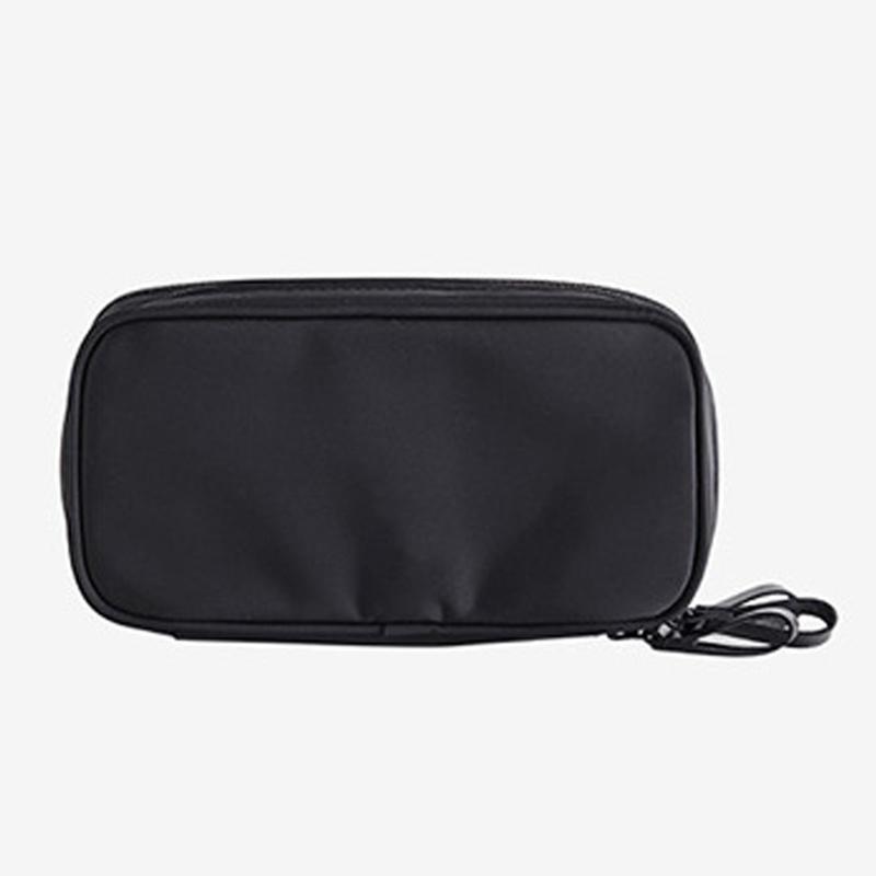 

Travel Zipper Closure Toothbrush Nylon Lipsticks Portable Double Sides Storage Washing Practical Cosmetic Bag, Black