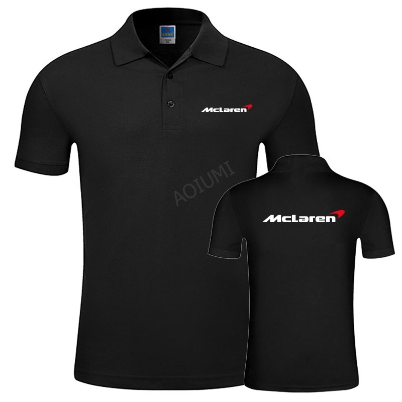 

New Men woman summer Business & Casual Mclaren polo shirt Short Sleeve breathable solid colour polo shirt 210308, Black