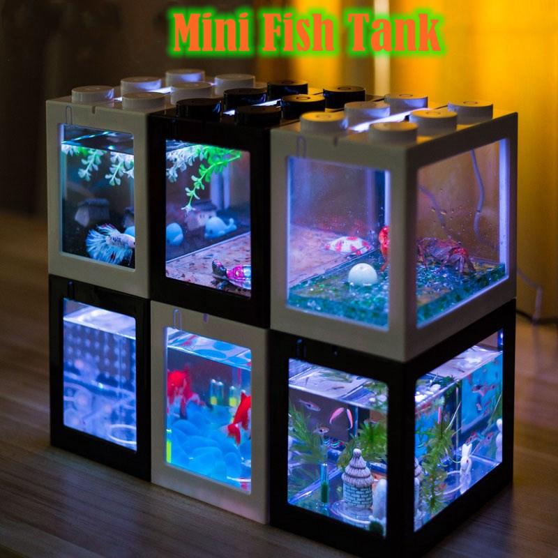 

Aquariums Creative Multicolor Stackable Building Blocks Ecological Mini Aquarium Fish Tank Small Reptile Pet Box Landscape