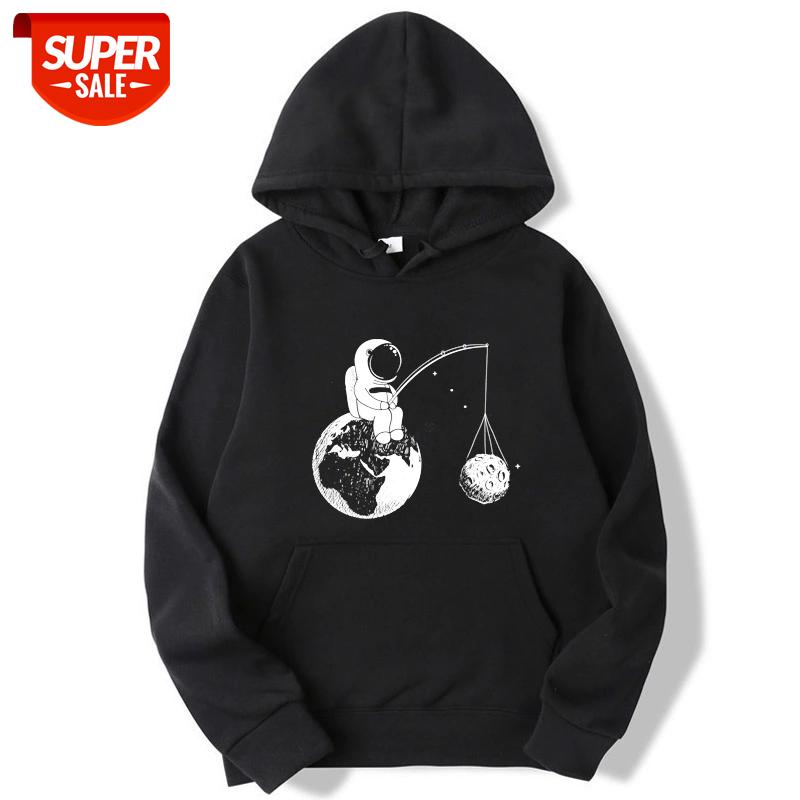 

Fashion Brand Men's Hoodies Astronaut funny design printing Blended cotton Spring Autumn Male Casual hip hop Sweatshirts hoodie #ES8m, Black