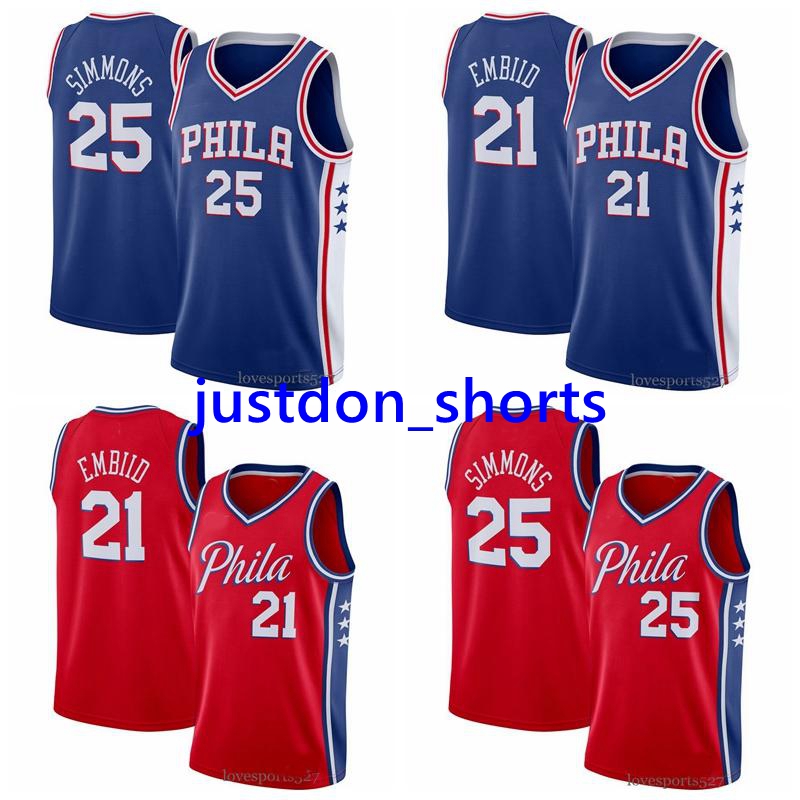 

NCAA Mens Philadelphia 76ers Jersey 21 Joel Embiid Jersey 25 Ben Simmons Hardwood Classics Jersey Basketba, Black