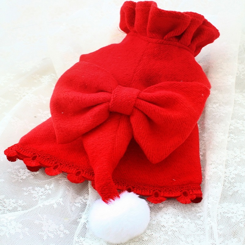 

Handmade Luxury Winter Dog Apparel Clothes Cloak Pet Cape Apparel Classic Red Woolen Wind Coat Riding Hood Festival New Year Fairy Tale
