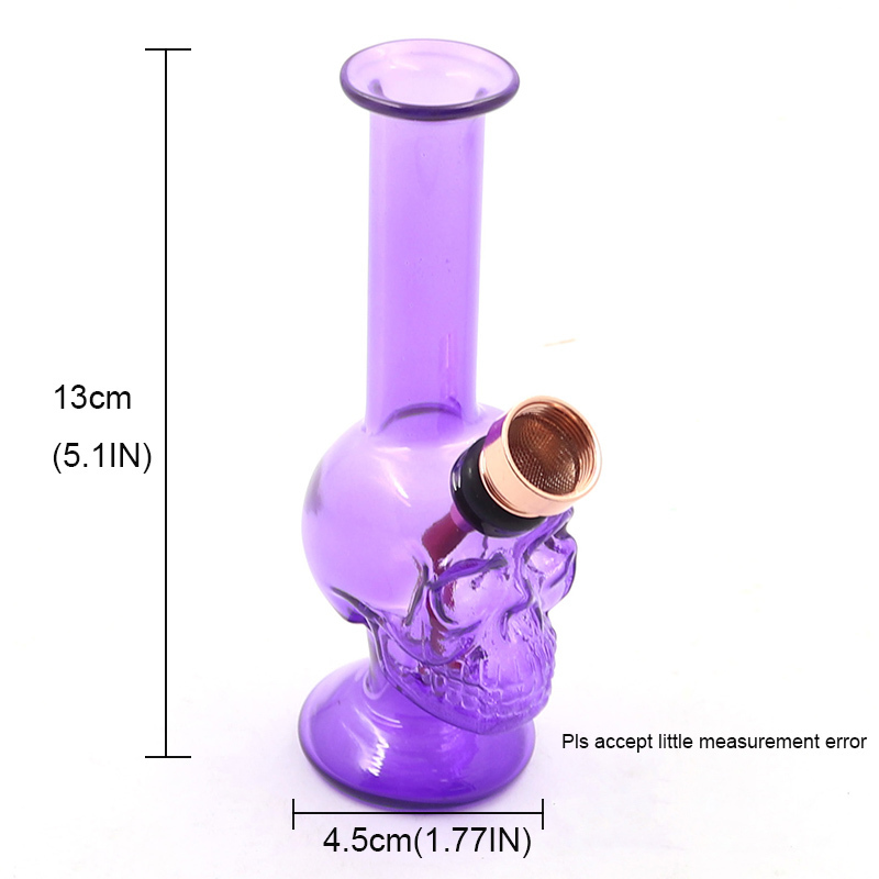 

Hookahs Skull Colored Glass bong 5'' tall Mini pipe with metal bowl water pipes