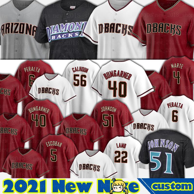 

Arizona Jerseys 51 Randy Johnson Jersey Madison Bumgarner Baseball Kole Calhoun Christian Walker Asdrubal Cabrera Nick Ahmed David Peralta, Blue;black