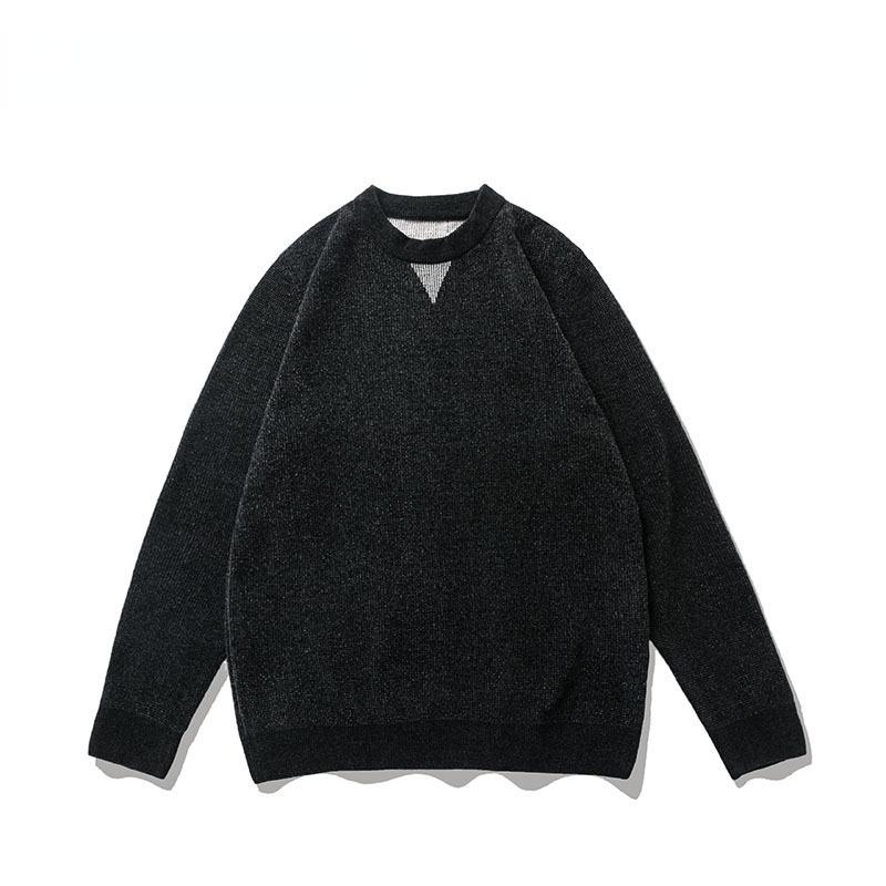 

Men's Sweaters Round Neck Black Gray Pullover Sweater Autumn And Winter Simple 2021 Korean Version Loose Plus Velvet Men Clothing, White;black