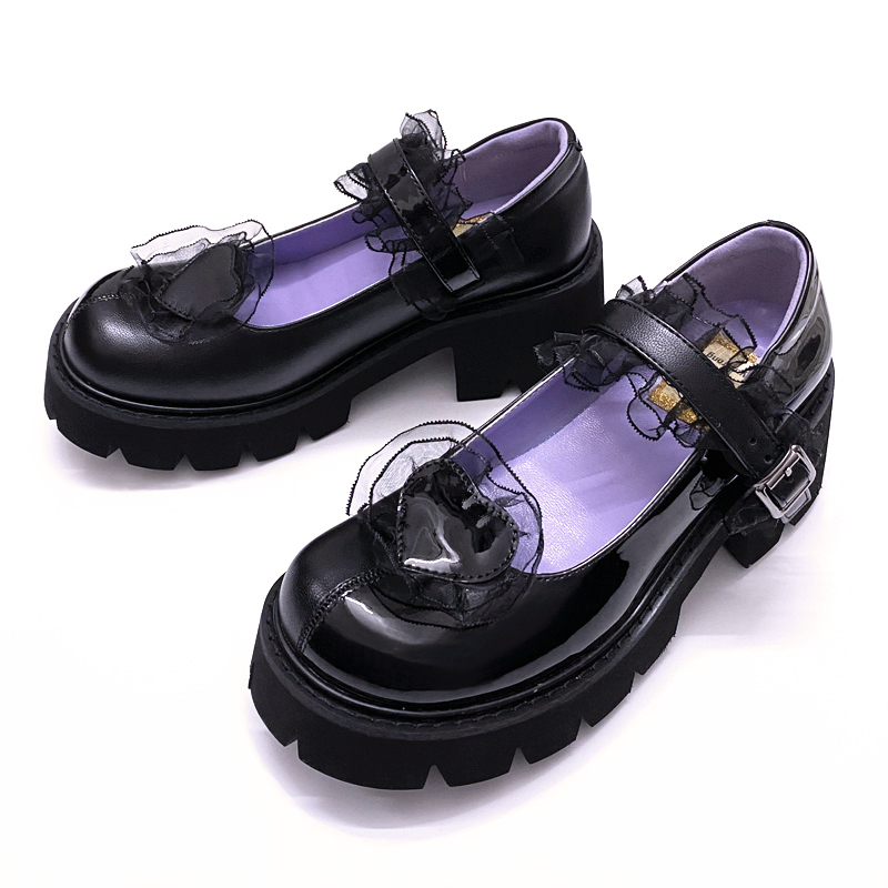

Gothic Punk Loli Beautiful Japanese Girls Anime Lolita Shoes Woman Harujuku Jk Platform Women's Strapping Straps Mid-heel Six Inches Dx4m, Black