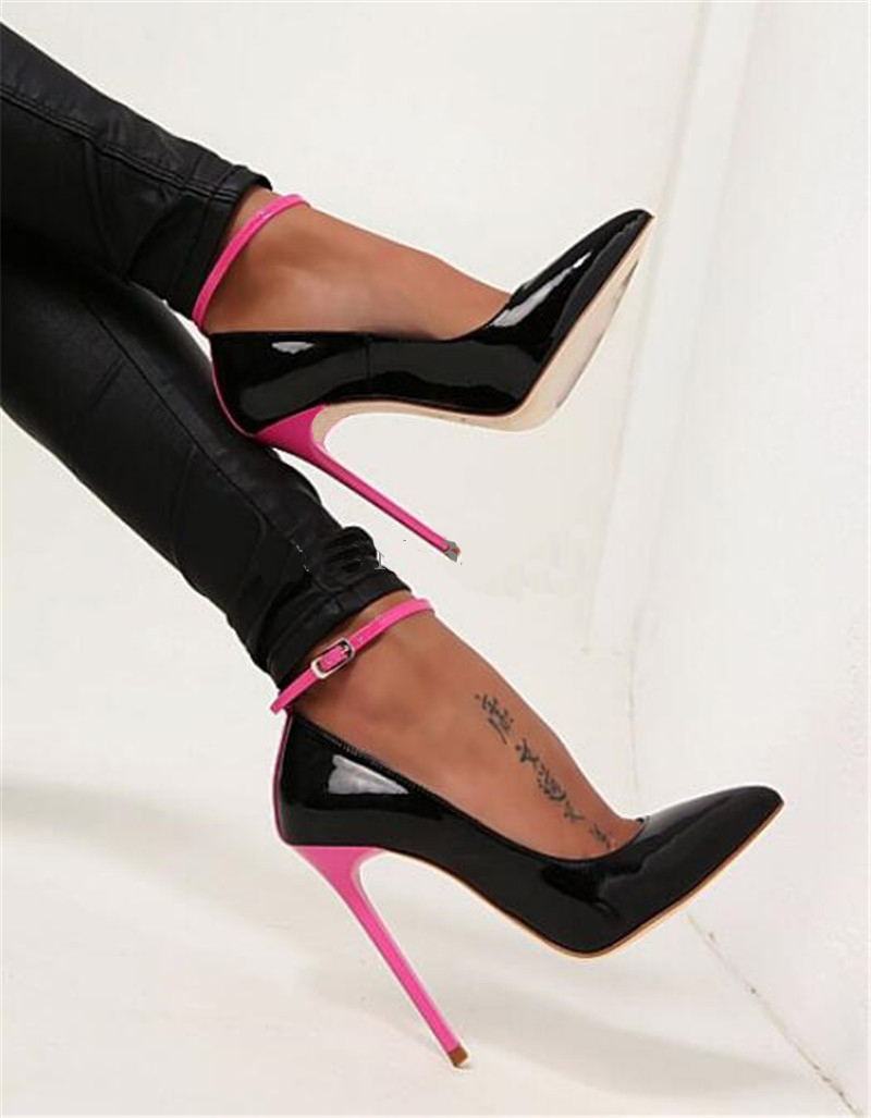 

shoes 2021 fashion pointed toes black stiletto heel buckle women pumps chic high heels wedding 12cm