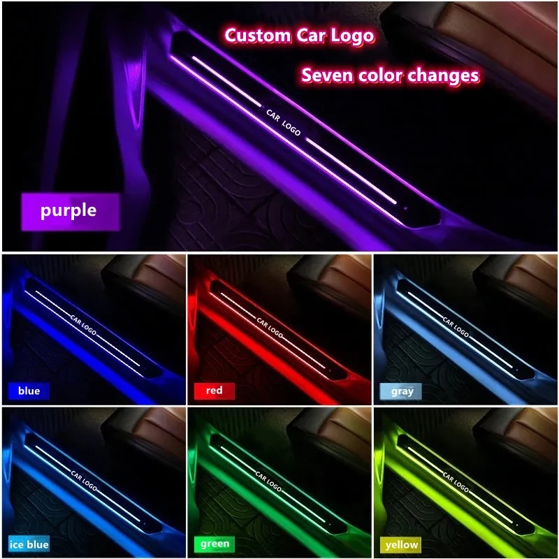 

Customize LED Car Interior Accessories Door Borders Decoration Light Car Scuff Plate Pedal Door Sill Pathway Light For BMW FORD HYUNDAI Most Of Cars Custom car Logo