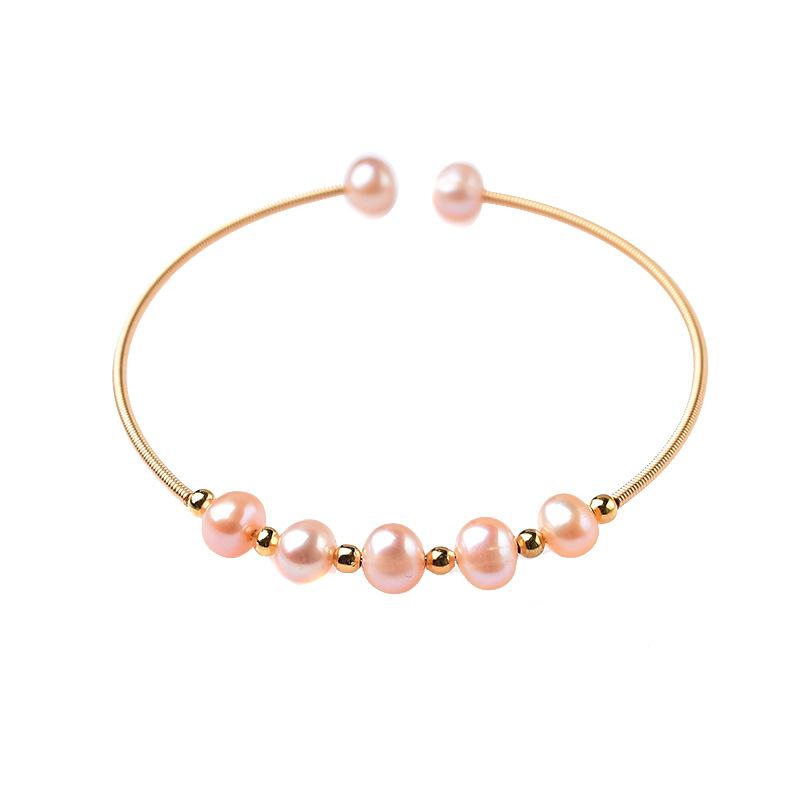 

Bangle Adjustable Size Natural Pearl Beads Open Cuff For Women Gift Jewelry Wholesale