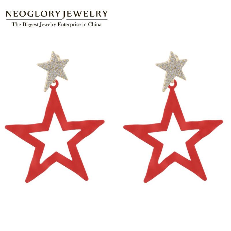 

Dangle & Chandelier Neoglory Trendy Strike Five -Pointed Star Zircon Enamel Drop Earrings For Women Sunny Young People Accessories Gift Frie