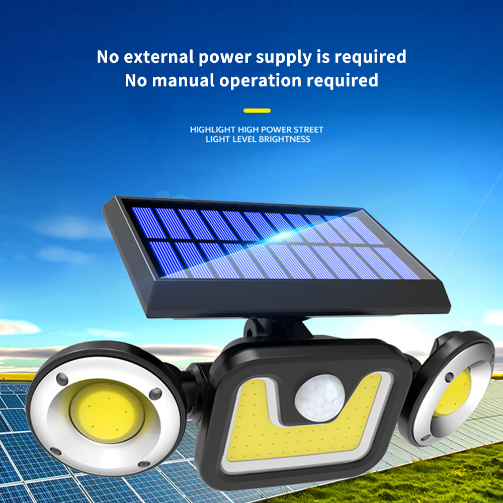 

2021 New Design Criativo Trs Cabea De Sensor Radar Movimento Energia Solar Carga Led Lmpada Parede Ao Ar Livre Wa1y