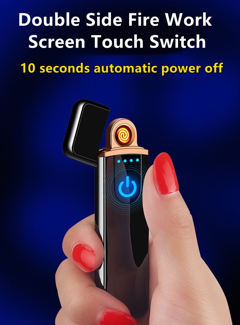 

Portable USB Fast Charging LED Screen Touch Switch Lighters Safety Windproof Flameless Electronic Arc Cigarette Lighter Custom Make Logo