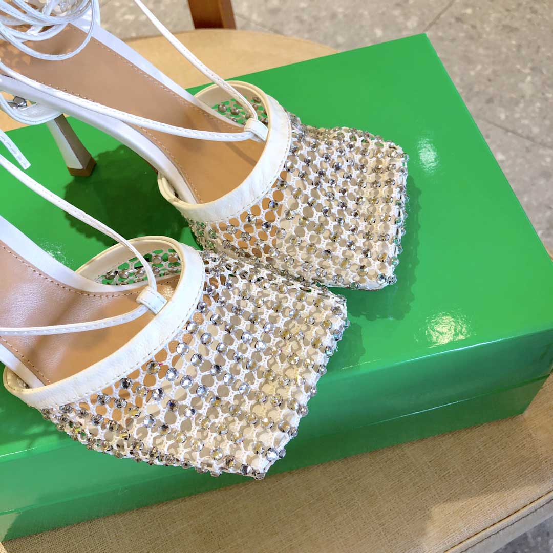 

Women high heel SPARKLE Sandals Slippers Fashion Leather Rhinestone Mesh Sandal