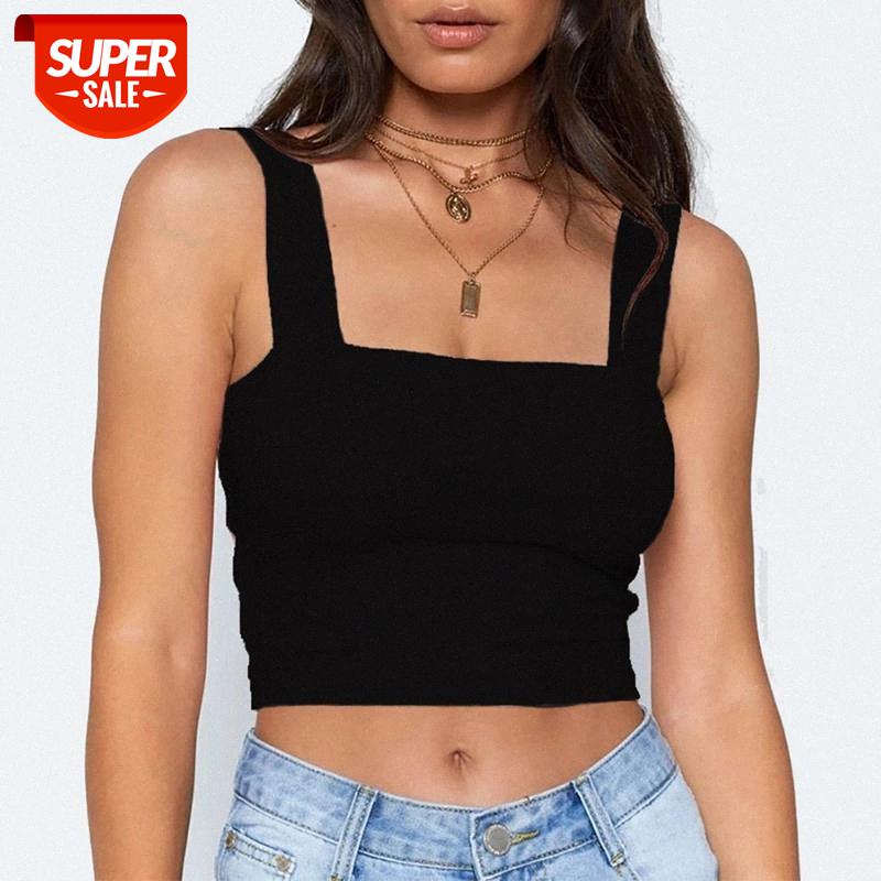 

Square Neck Sleeveless Summer Crop Top White Women Black Casual Basic T Shirt Off Shoulder Cami Sexy Backless Tank Top #CD7b